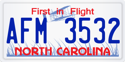 NC license plate AFM3532