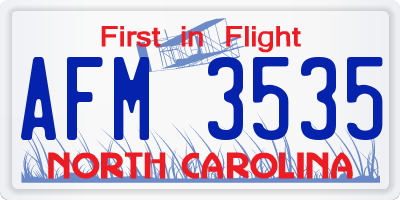 NC license plate AFM3535