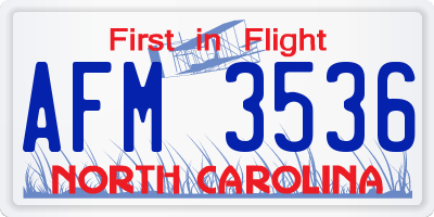 NC license plate AFM3536
