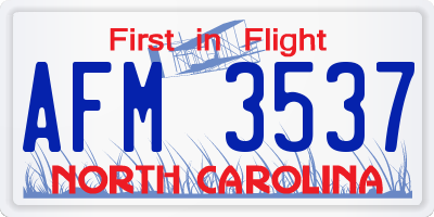 NC license plate AFM3537