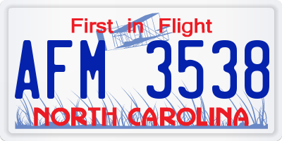 NC license plate AFM3538