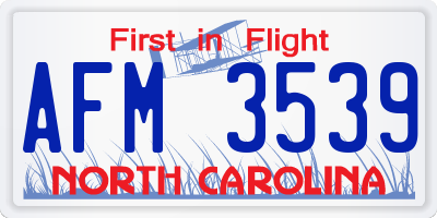 NC license plate AFM3539