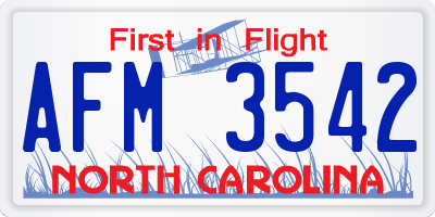 NC license plate AFM3542