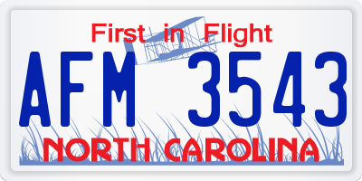 NC license plate AFM3543