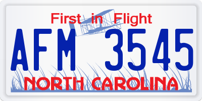 NC license plate AFM3545