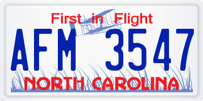 NC license plate AFM3547