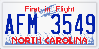 NC license plate AFM3549