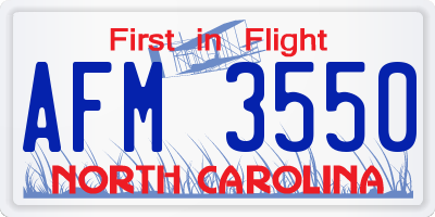 NC license plate AFM3550