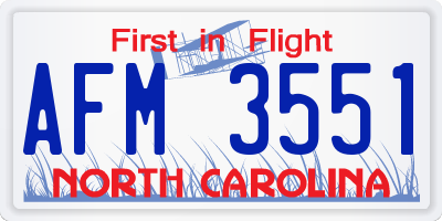 NC license plate AFM3551