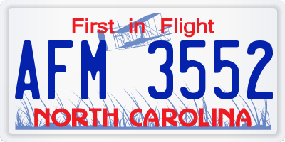 NC license plate AFM3552
