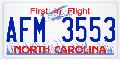 NC license plate AFM3553