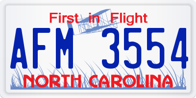 NC license plate AFM3554