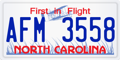 NC license plate AFM3558