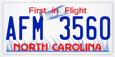 NC license plate AFM3560