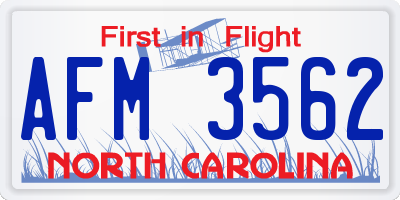 NC license plate AFM3562