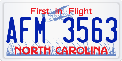 NC license plate AFM3563