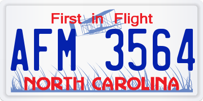 NC license plate AFM3564