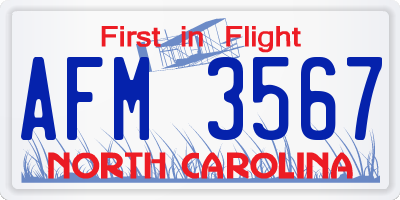 NC license plate AFM3567