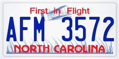 NC license plate AFM3572