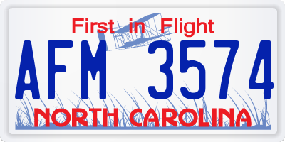 NC license plate AFM3574