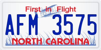 NC license plate AFM3575