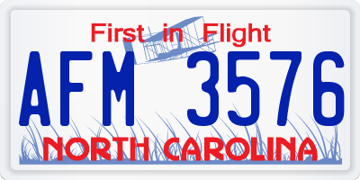 NC license plate AFM3576