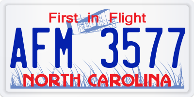 NC license plate AFM3577