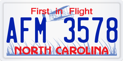 NC license plate AFM3578