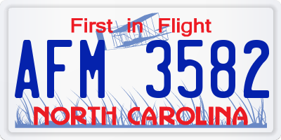 NC license plate AFM3582