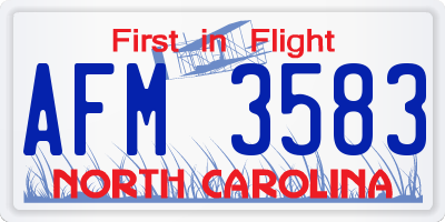 NC license plate AFM3583