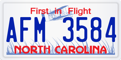 NC license plate AFM3584