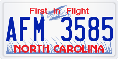 NC license plate AFM3585