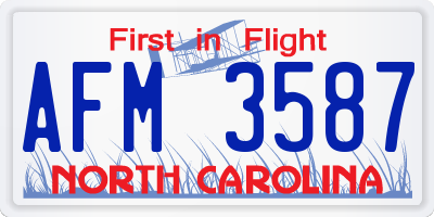 NC license plate AFM3587