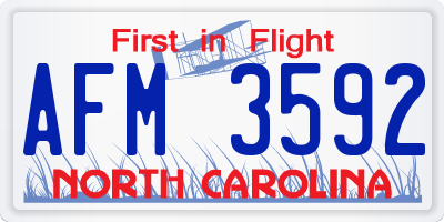 NC license plate AFM3592