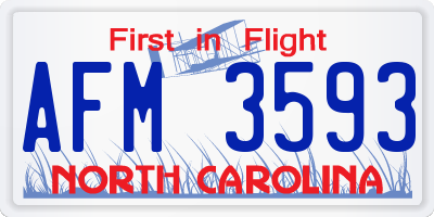 NC license plate AFM3593