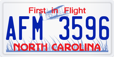 NC license plate AFM3596
