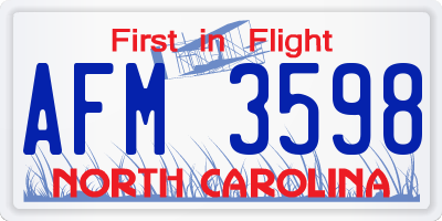NC license plate AFM3598