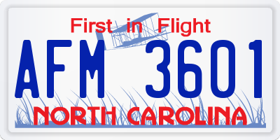 NC license plate AFM3601