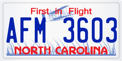 NC license plate AFM3603