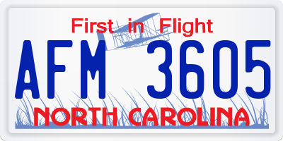 NC license plate AFM3605