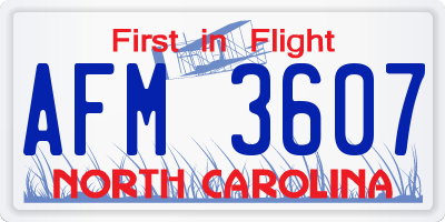 NC license plate AFM3607