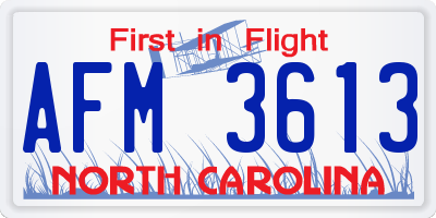 NC license plate AFM3613