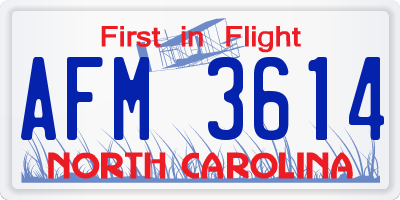 NC license plate AFM3614