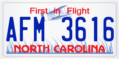 NC license plate AFM3616