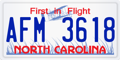 NC license plate AFM3618