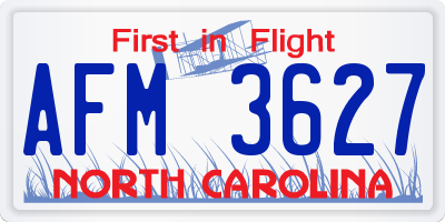 NC license plate AFM3627