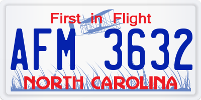 NC license plate AFM3632