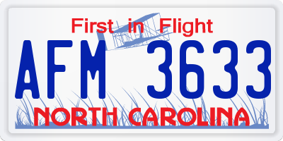 NC license plate AFM3633