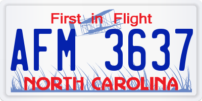 NC license plate AFM3637