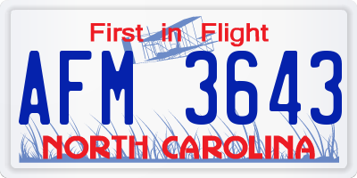NC license plate AFM3643